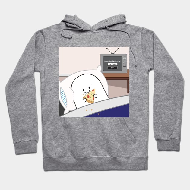 Gordie the Ghost (pizza in bed) | by queenie's cards Hoodie by queenie's cards